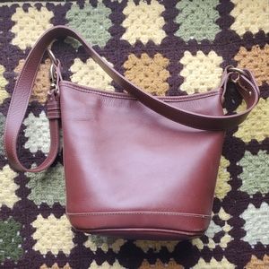 Roots feed bag leather bucket purse bag